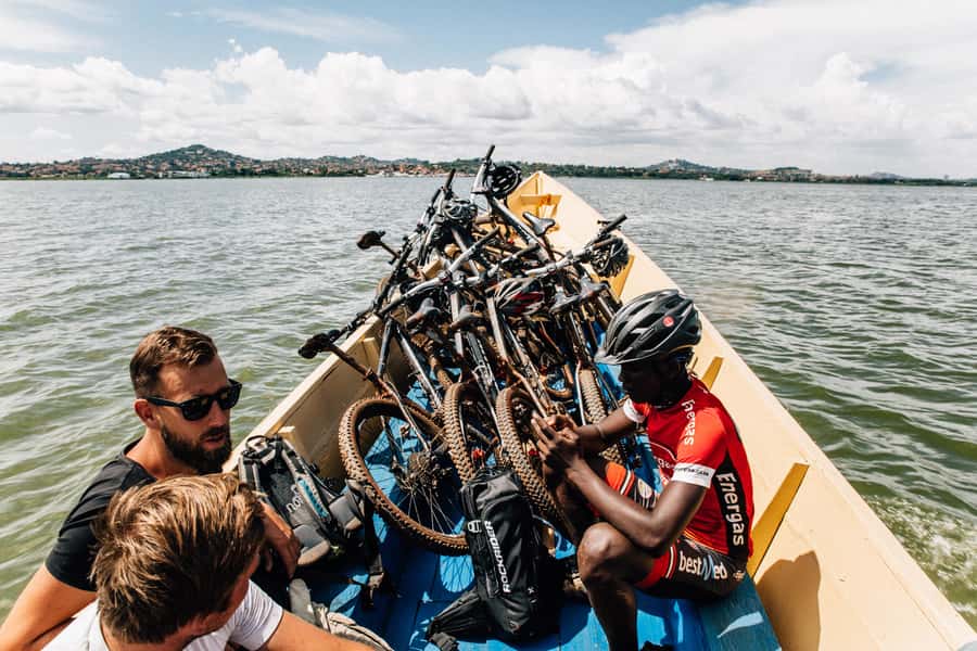 Kampala: Lake Victoria Island Cycling Tour - A drink beside Lake Victoria’s white beach